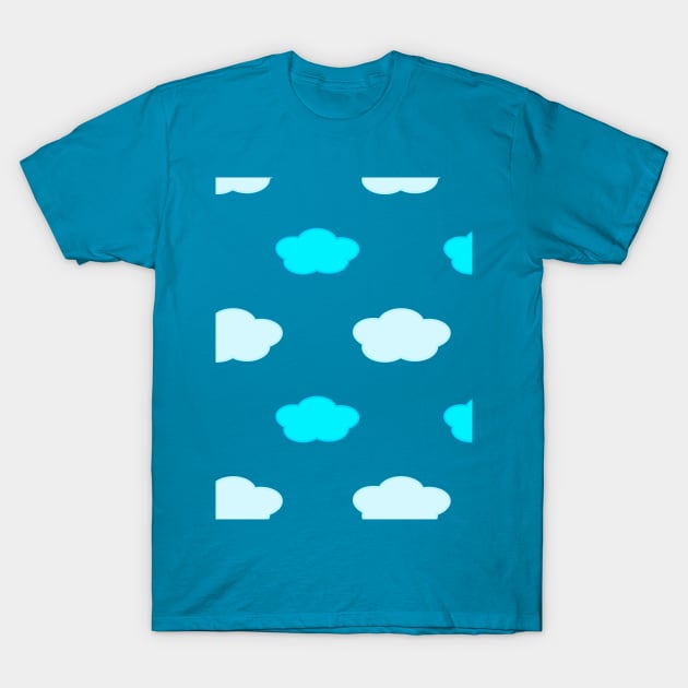 Fluffy Cloud Pattern in Blue T-Shirt by Kelly Gigi